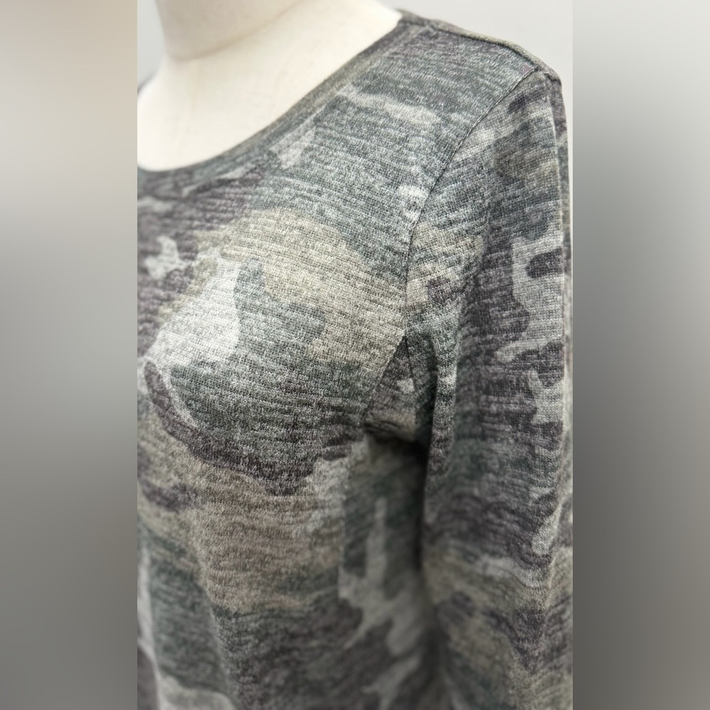 P.S. Kate Gray Camo Long Sleeve Tunic Dress Size S - Picture 3 of 9